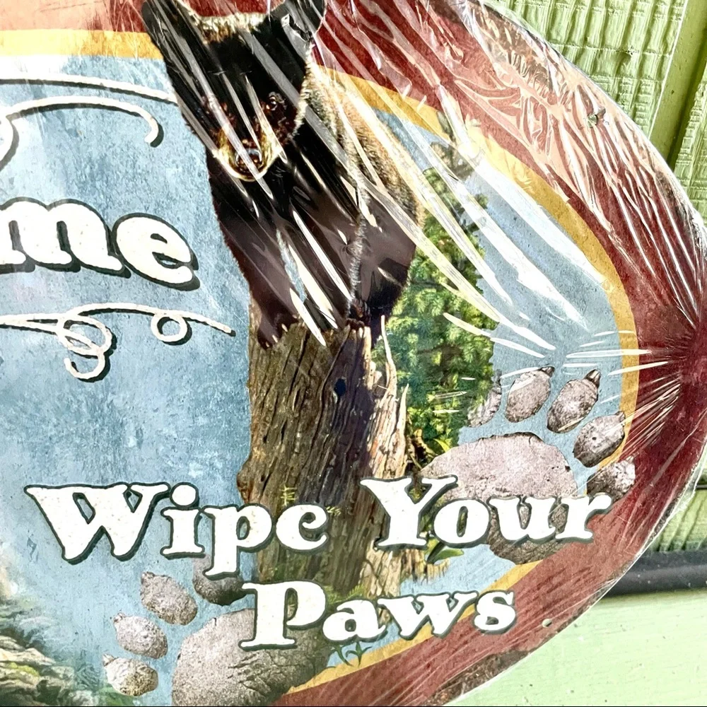 NEW Welcome Wipe Your Paws Bear Sign